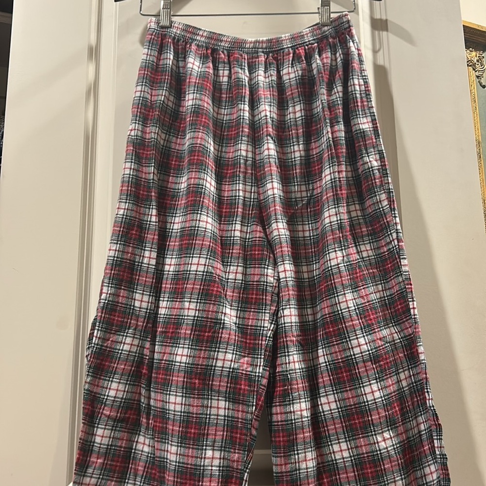 Charter Club plaid flannel elastic waistband lounge pajama pants wide leg size M